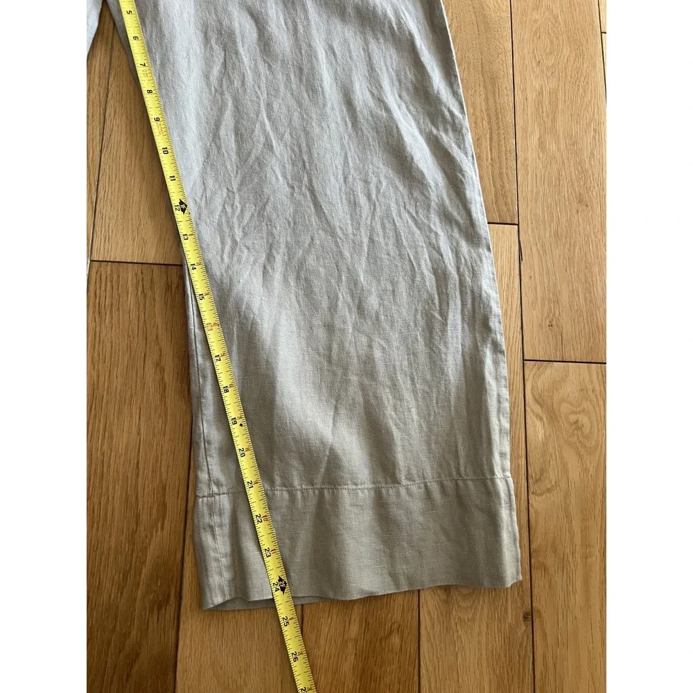 Everlane 100% Linen Picnic Jumpsuit Seagrass Beige Cropped Tie Waist Wide Leg 2